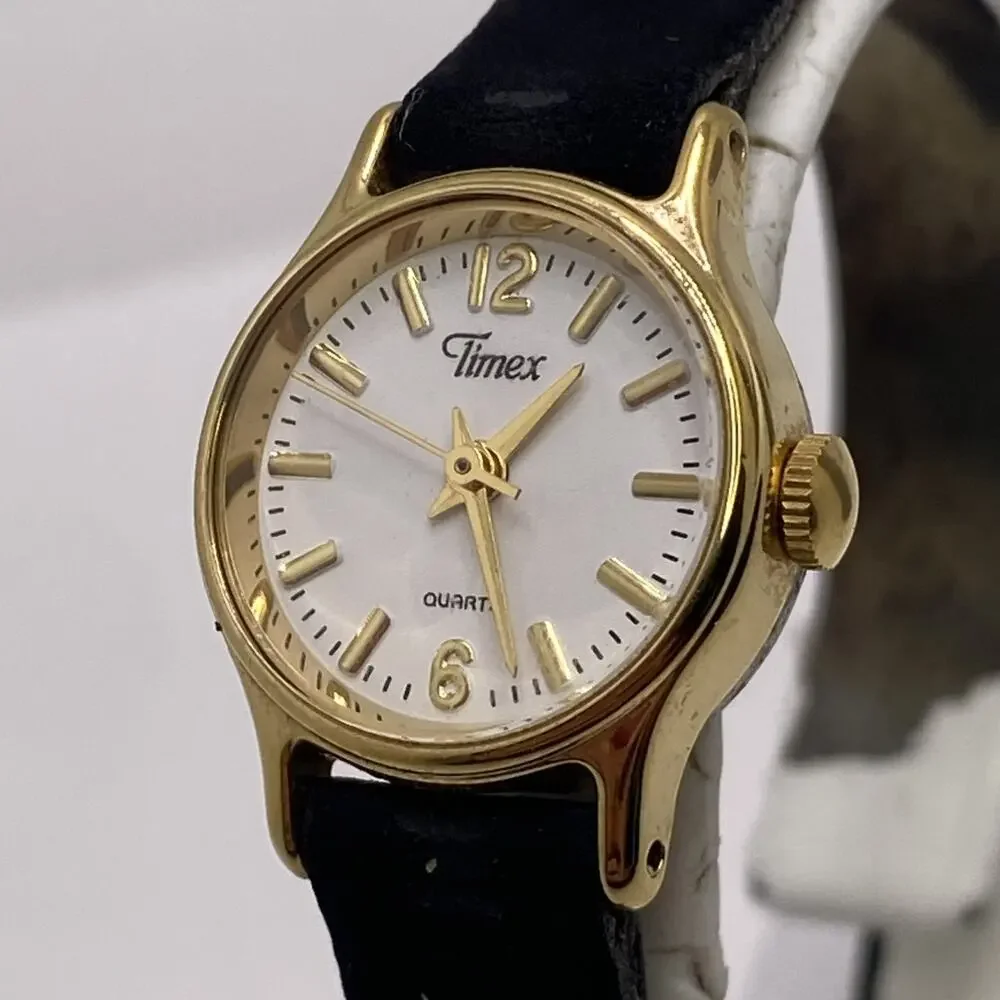 Vintage Timex Womens Gold Tone Watch Works New Battery